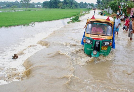 Heavy rain submerged Tripura : Landslides disrupts railway communication